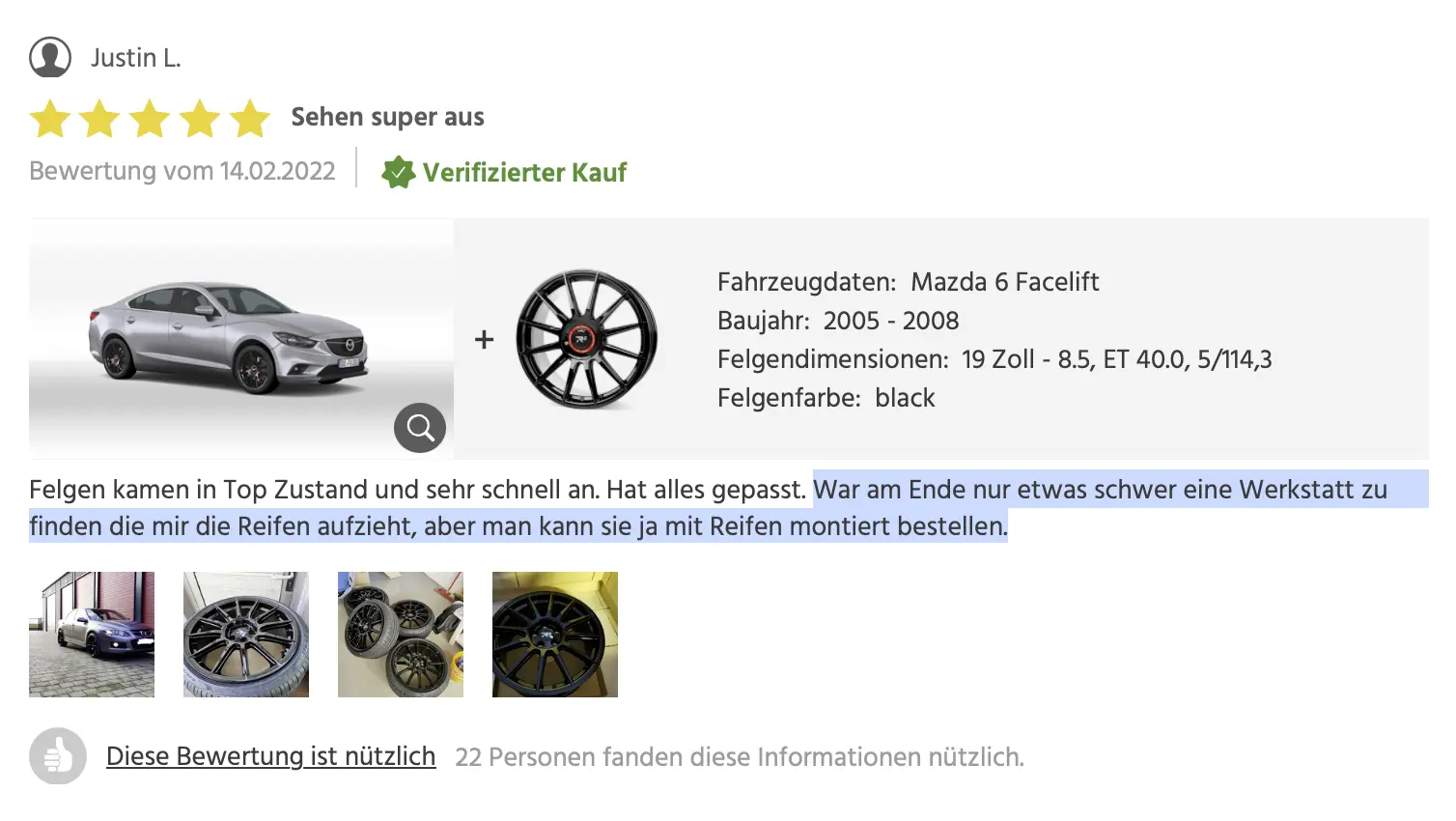 Complete wheel customer review